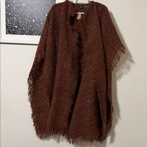 Vintage specialty house wool blanket poncho